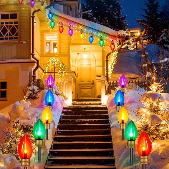 Jumbo C9 Christmas Pathway Light - 8.5 Ft 5 LED C9 Lights, C7 Lights  Multicolor - Picture 3 of 6